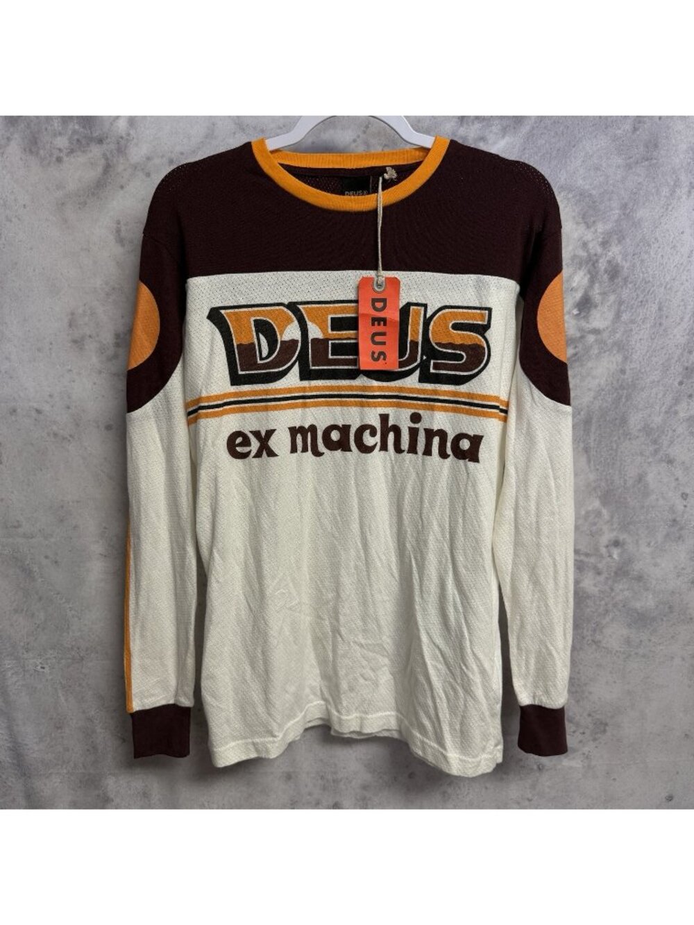 Deus Ex Machina Sunset Moto Jersey Mens XS White Brown